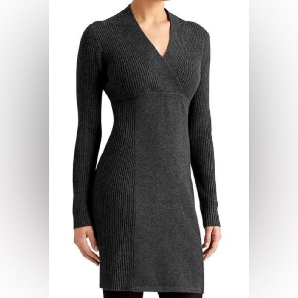 Athleta Wool V Sweater Dress, Women’s Medium, Grey